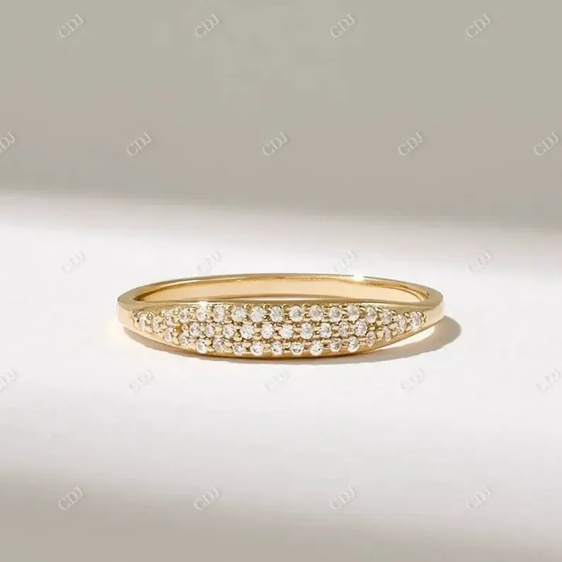 0.14CTW Pave Diamond Signet Wedding Band