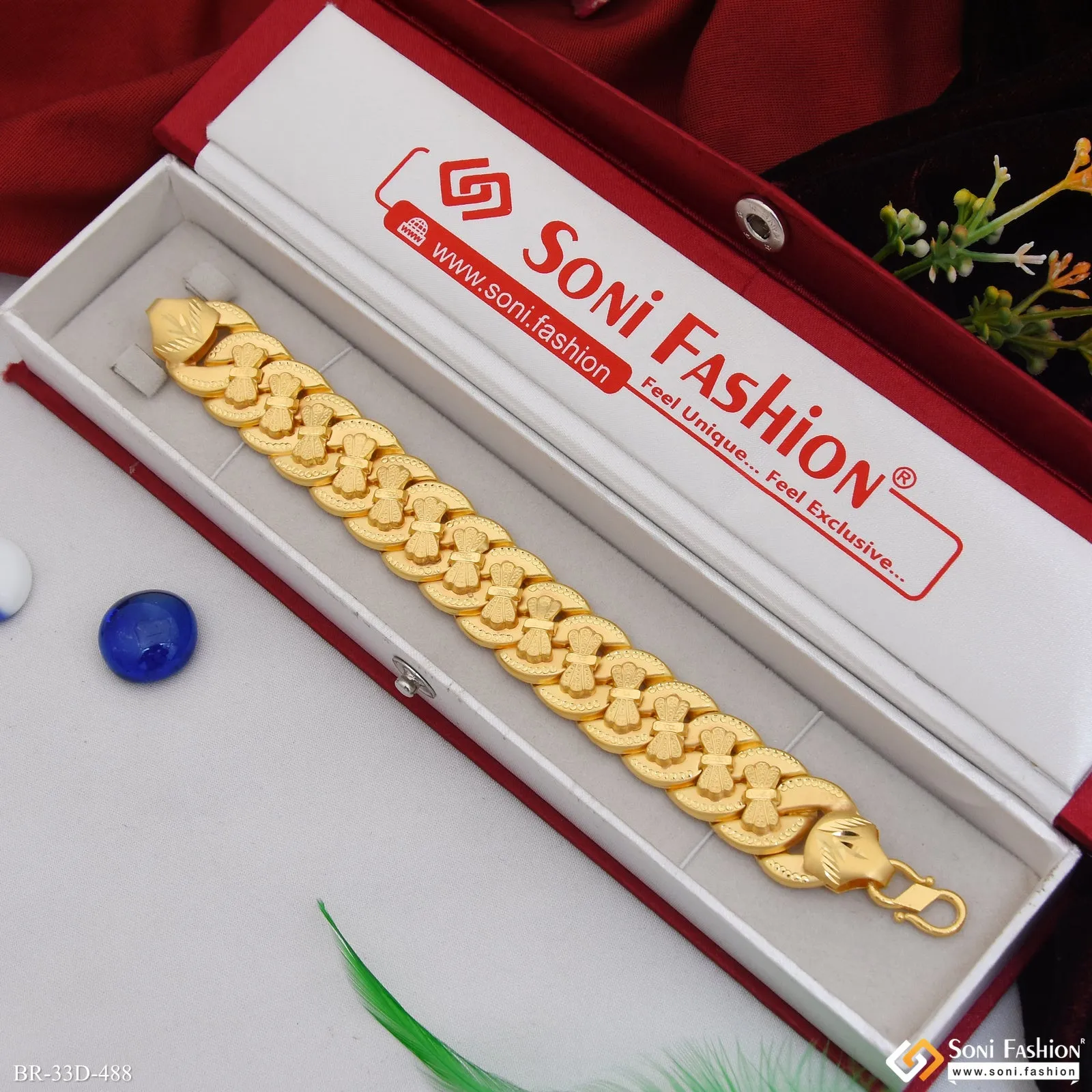 1 Gram Gold Plated Amazing Design Pokal Bracelet for Men - Style D488