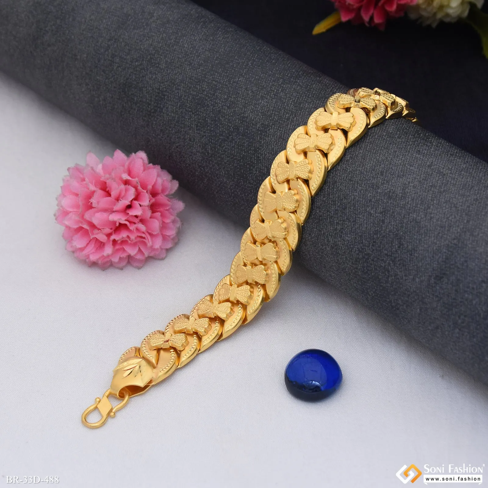 1 Gram Gold Plated Amazing Design Pokal Bracelet for Men - Style D488