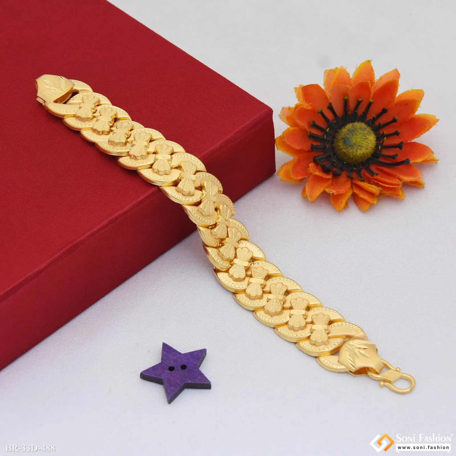 1 Gram Gold Plated Amazing Design Pokal Bracelet for Men - Style D488