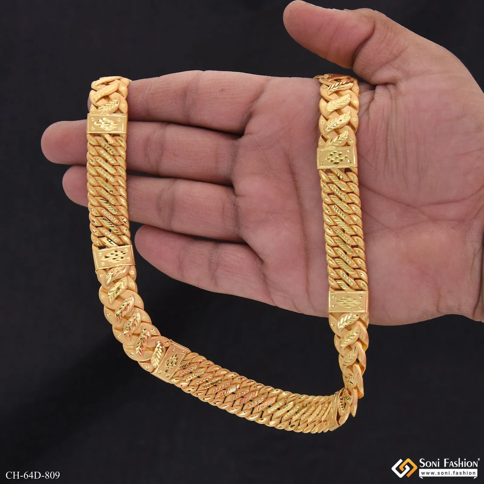 1 Gram Gold Plated Excellent Design Pokal Chain for Men - Style D809
