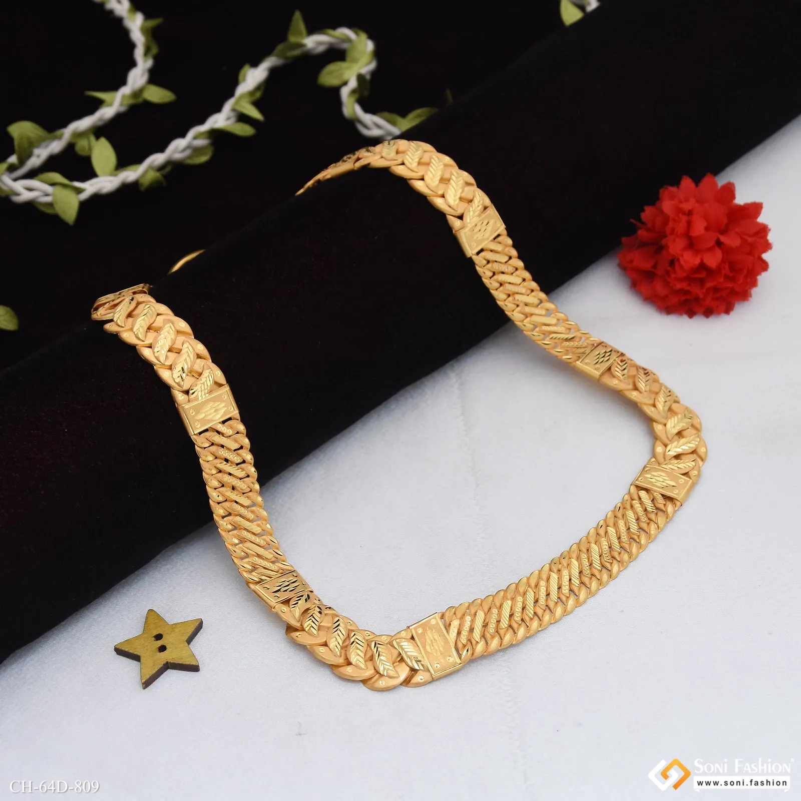 1 Gram Gold Plated Excellent Design Pokal Chain for Men - Style D809