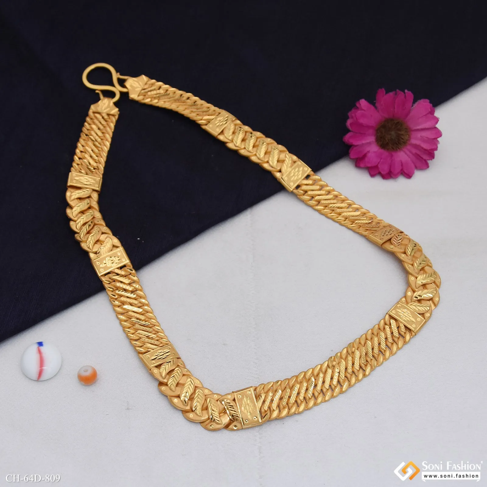 1 Gram Gold Plated Excellent Design Pokal Chain for Men - Style D809