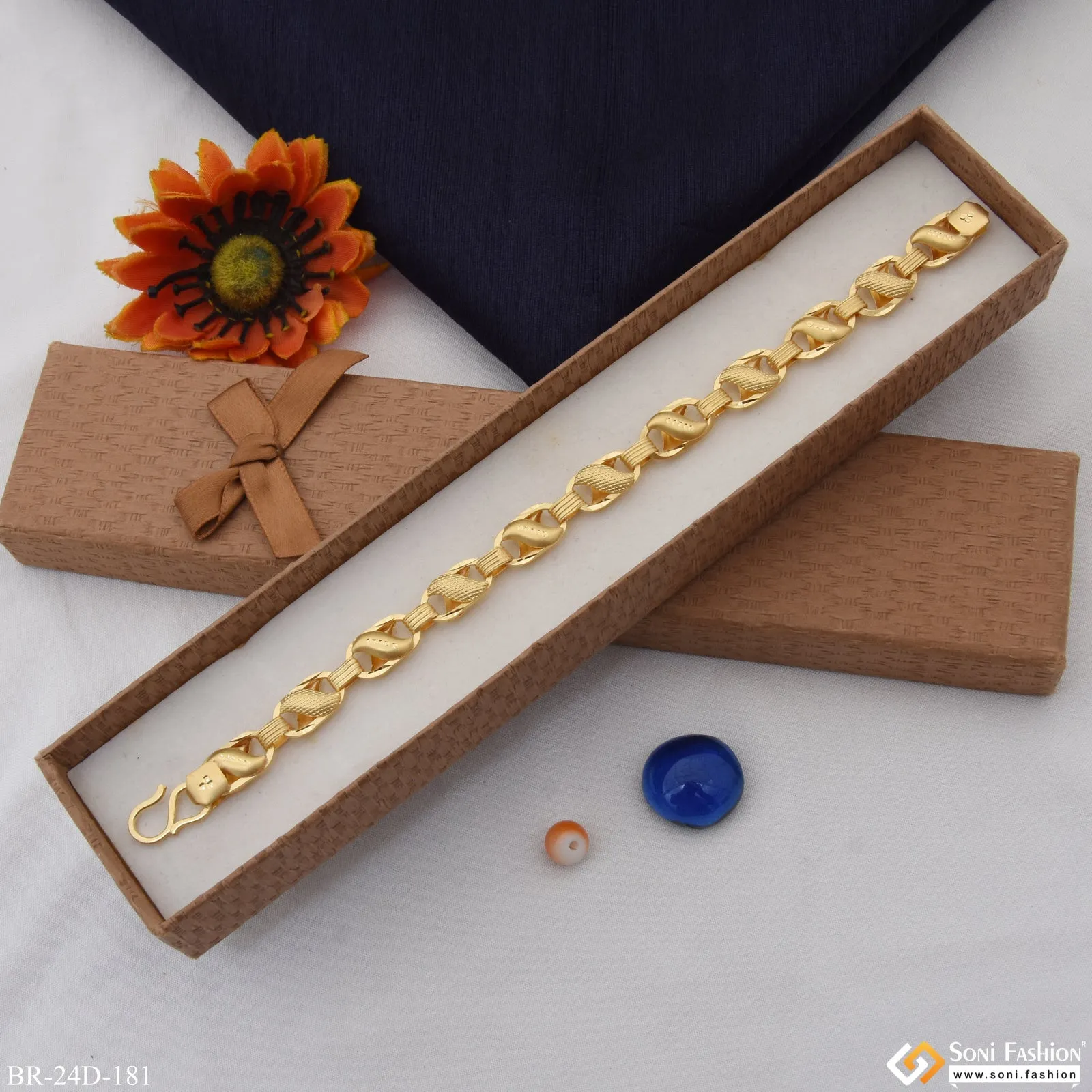 1 Gram Gold Plated Extraordinary Design Kohli Bracelet for Men - Style D181