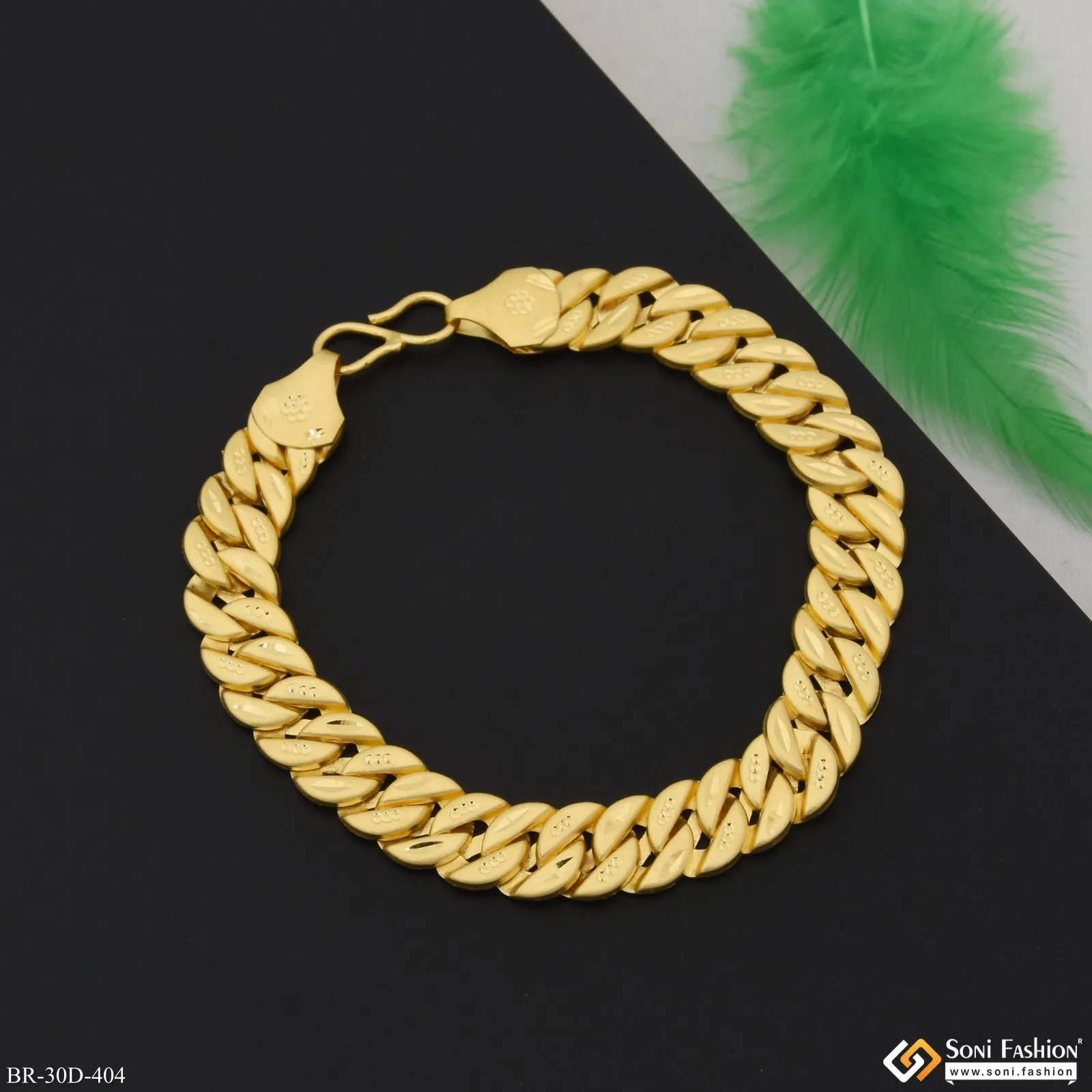 1 Gram Gold Plated Gorgeous Design Pokal Bracelet for Men - Style D404