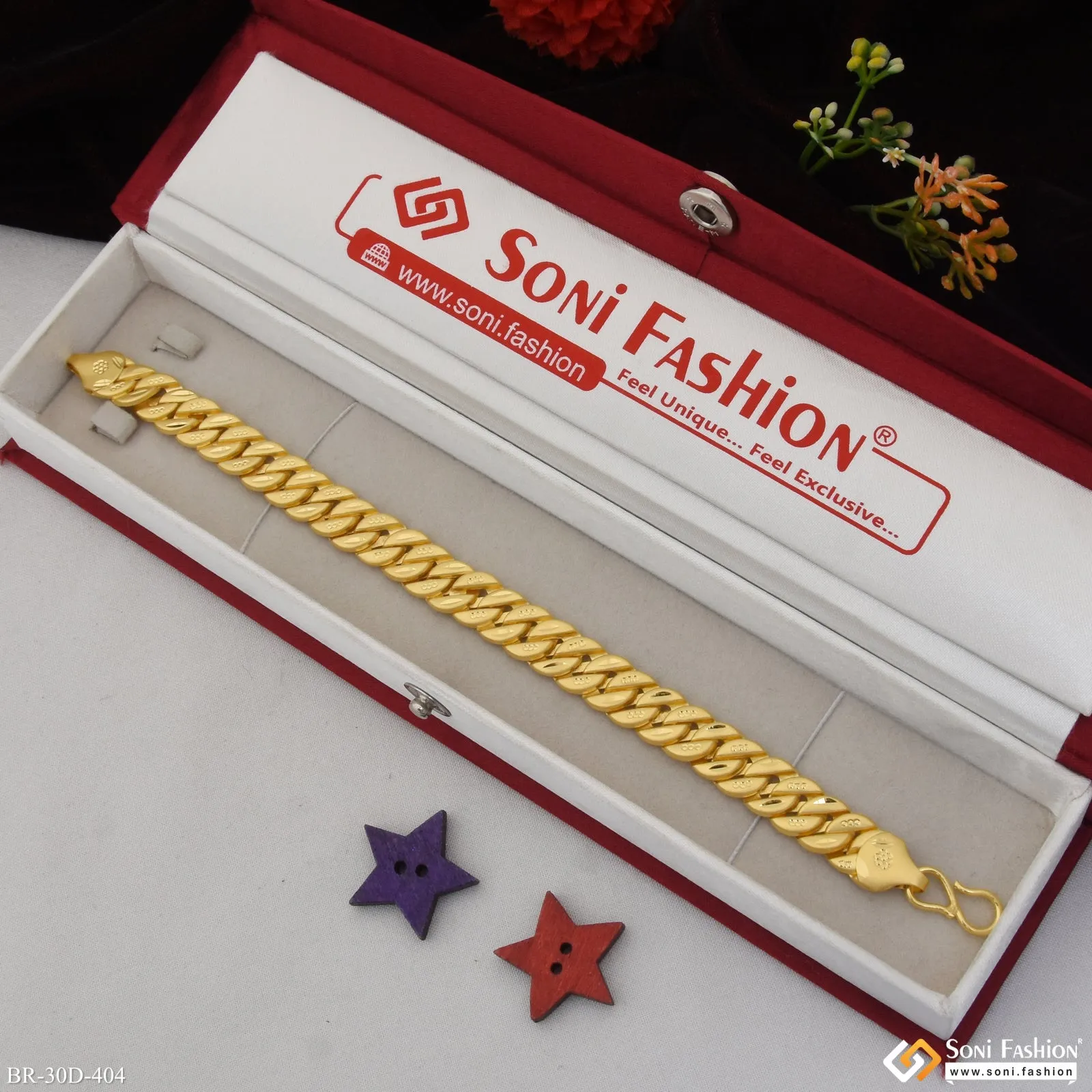 1 Gram Gold Plated Gorgeous Design Pokal Bracelet for Men - Style D404
