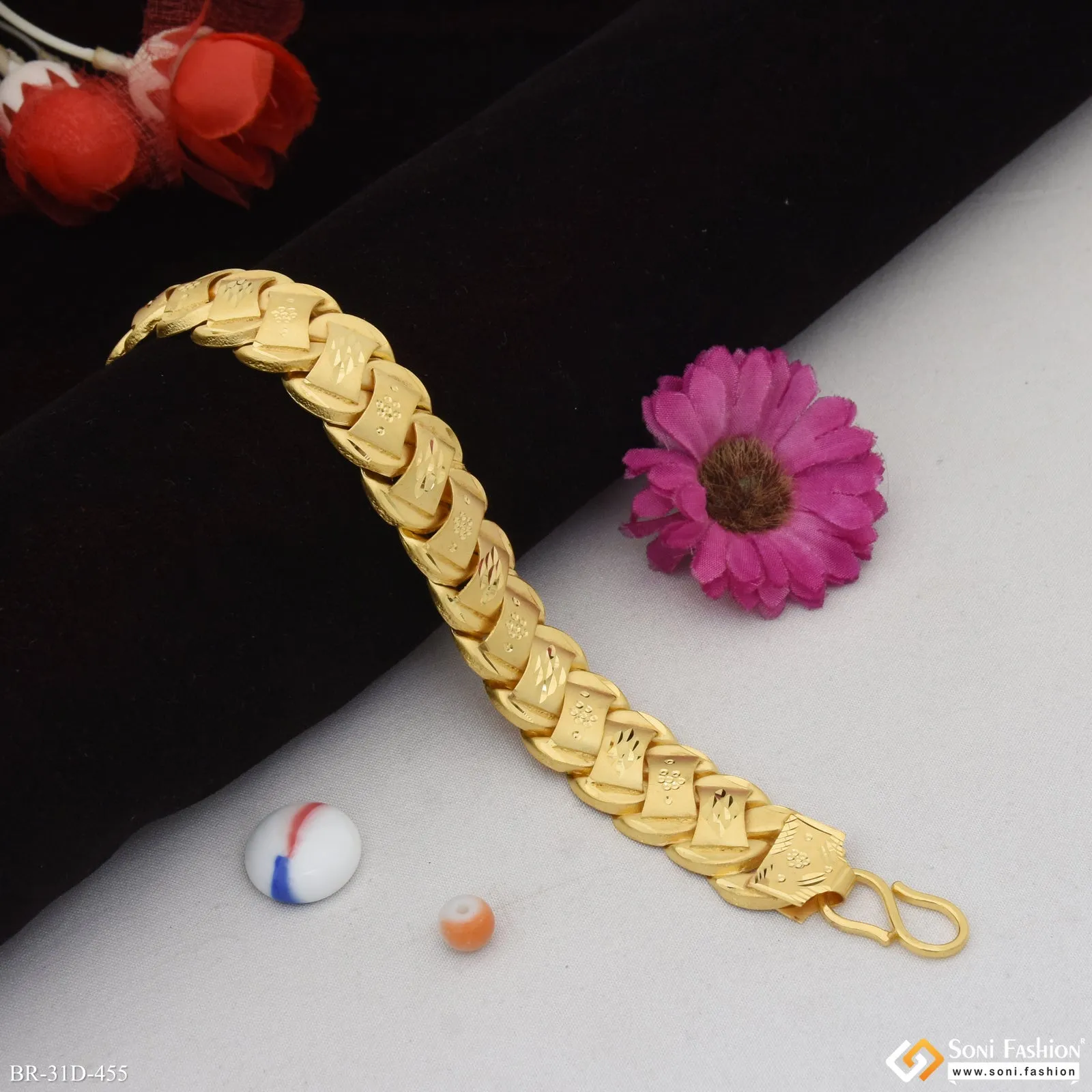 1 Gram Gold Plated Gorgeous Design Pokal Bracelet for Men - Style D455