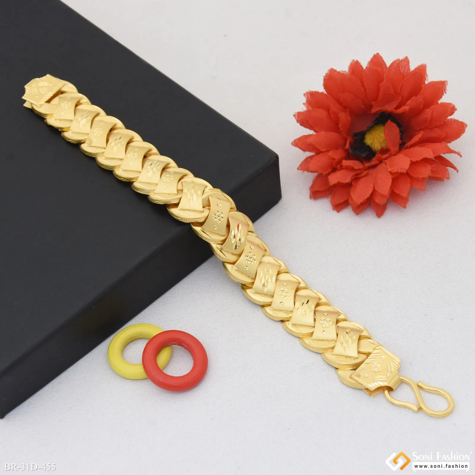 1 Gram Gold Plated Gorgeous Design Pokal Bracelet for Men - Style D455
