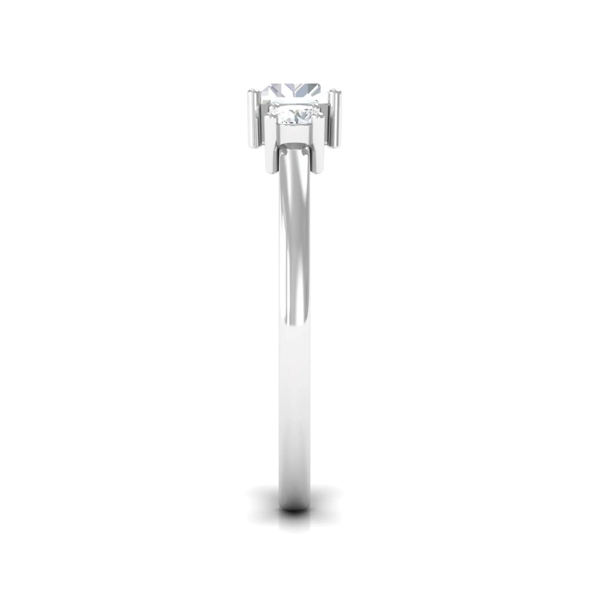 1/2 CT Baguette and Round Moissanite Two Stone Promise Ring