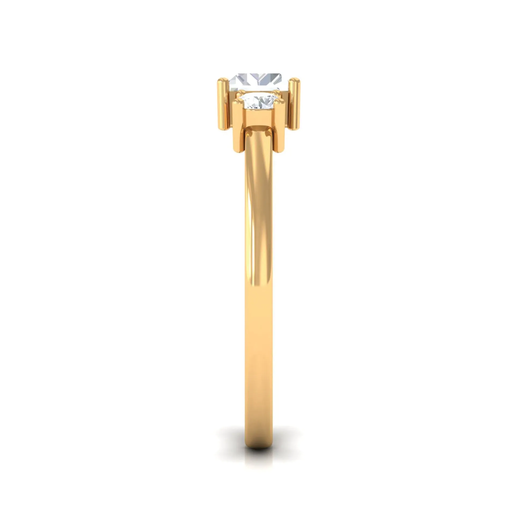 1/2 CT Baguette and Round Moissanite Two Stone Promise Ring