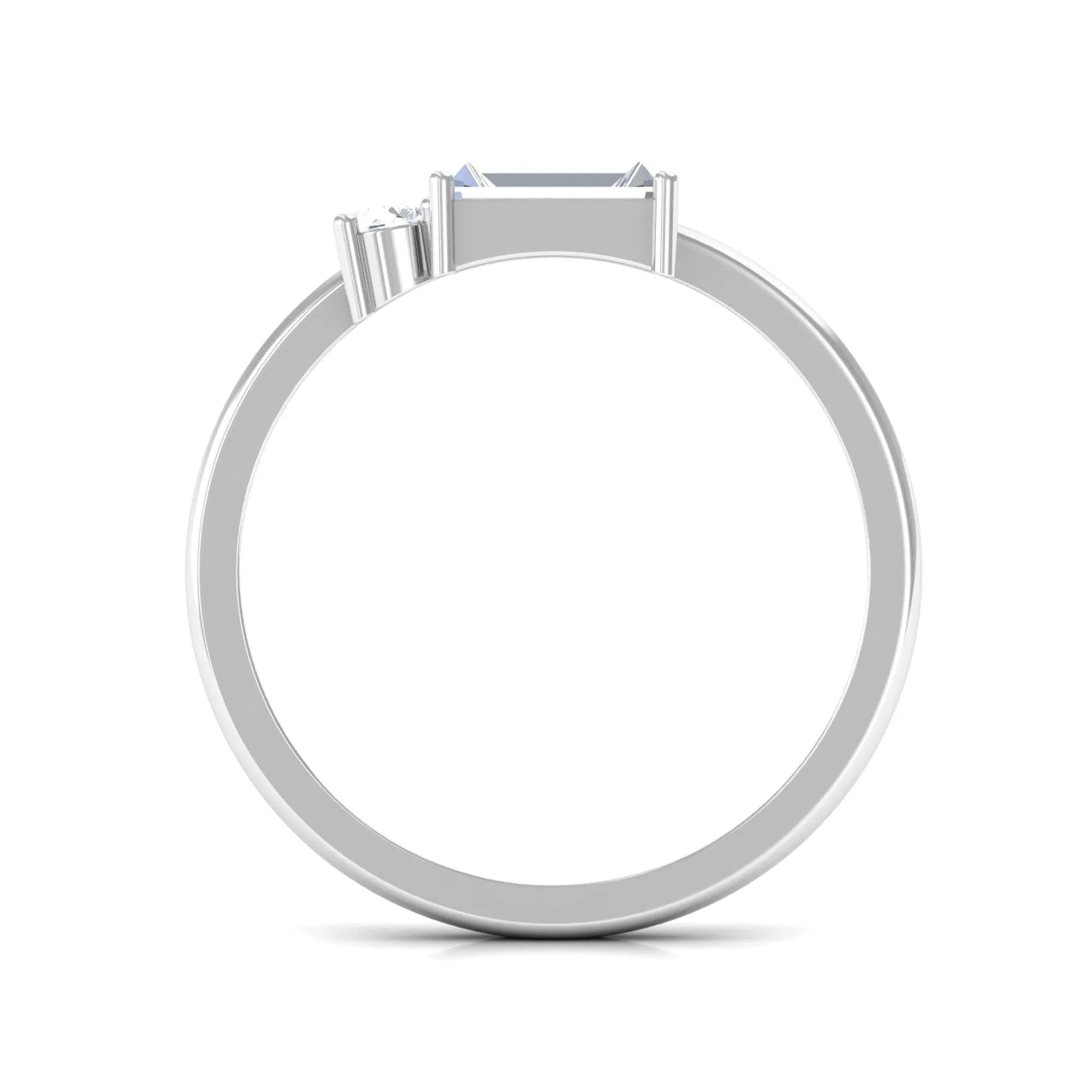 1/2 CT Baguette and Round Moissanite Two Stone Promise Ring