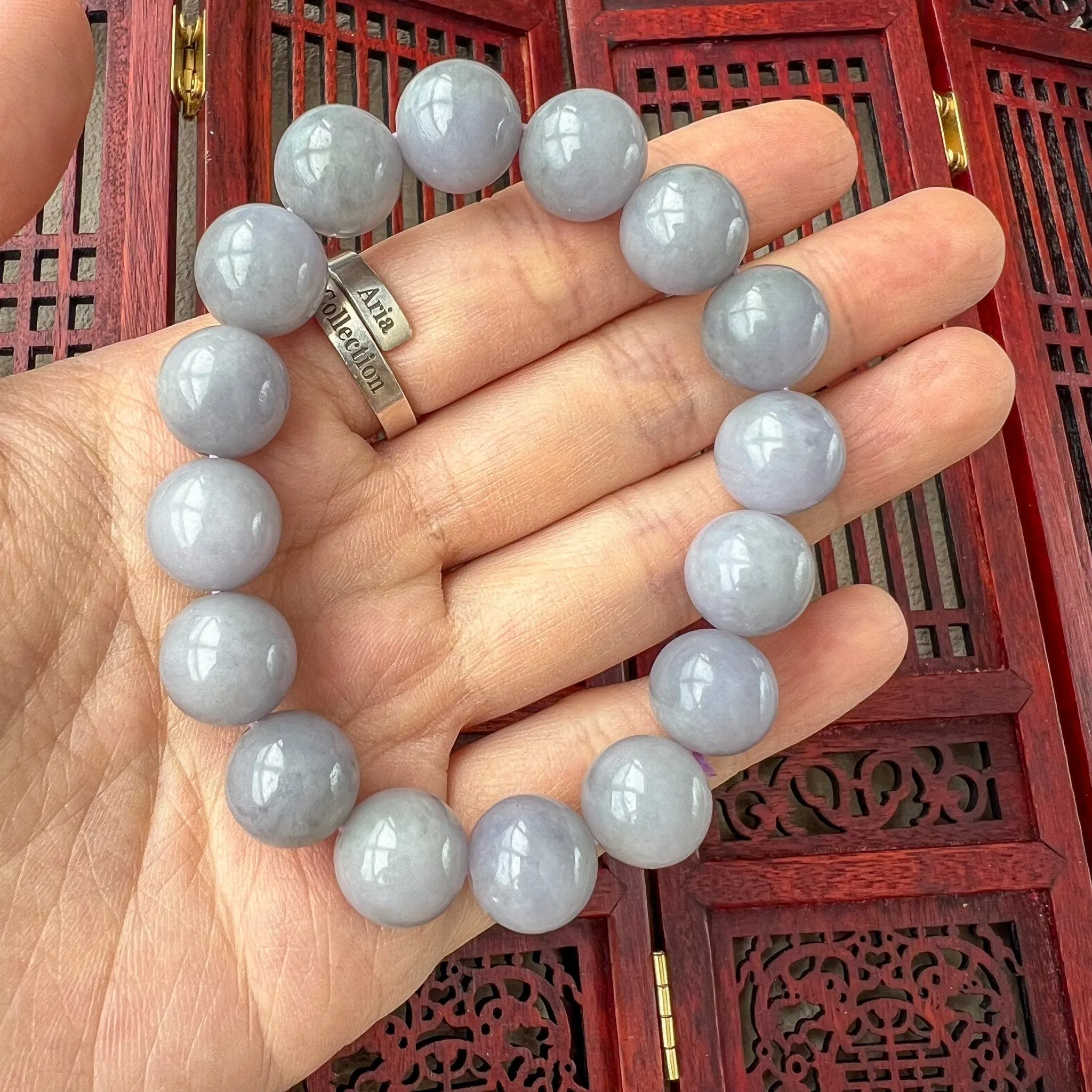 12.5 mm Jadeite Jade Lavender Purple Bracelet, SHWQ-1123-1706332105