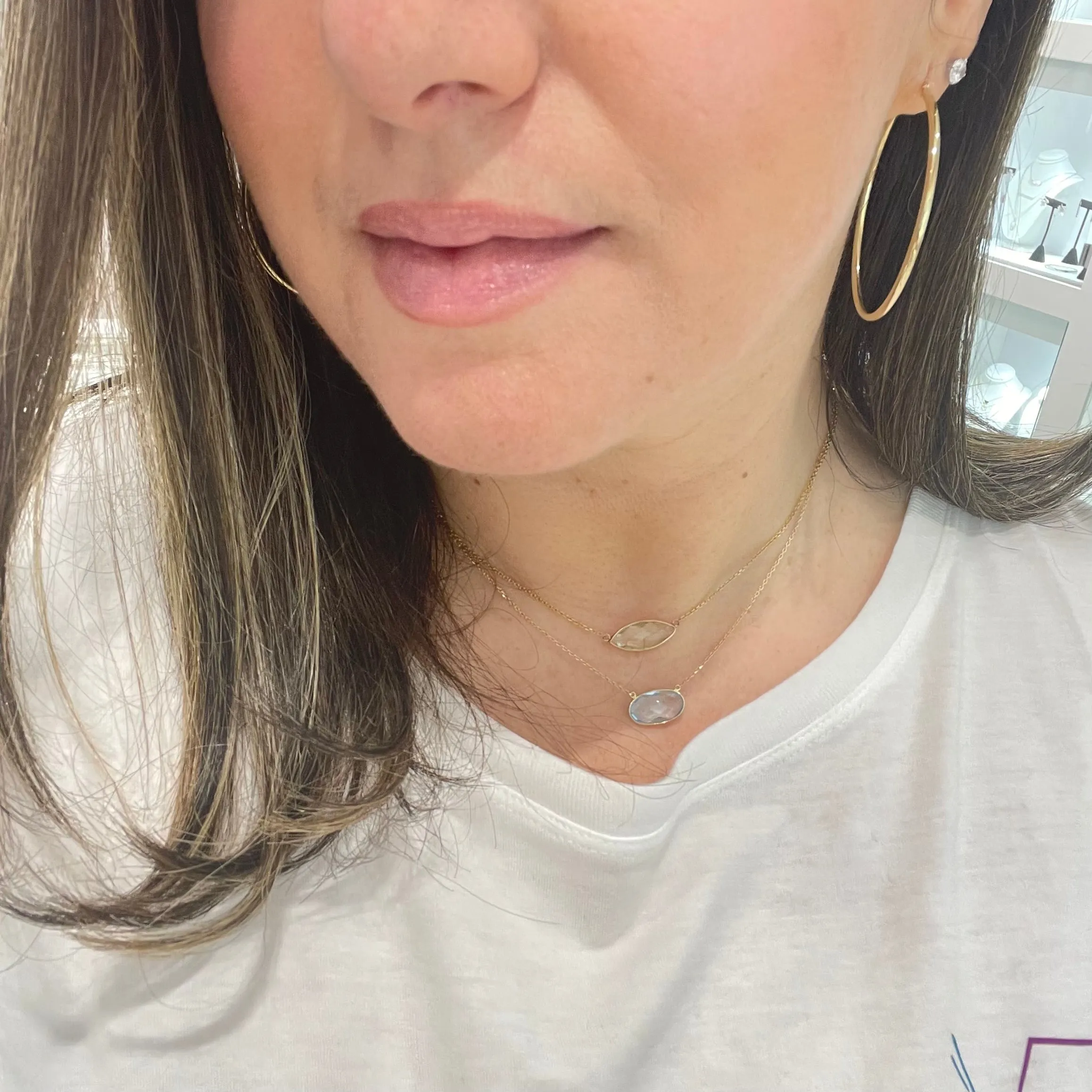 14K Gold Oval Peridot Necklace