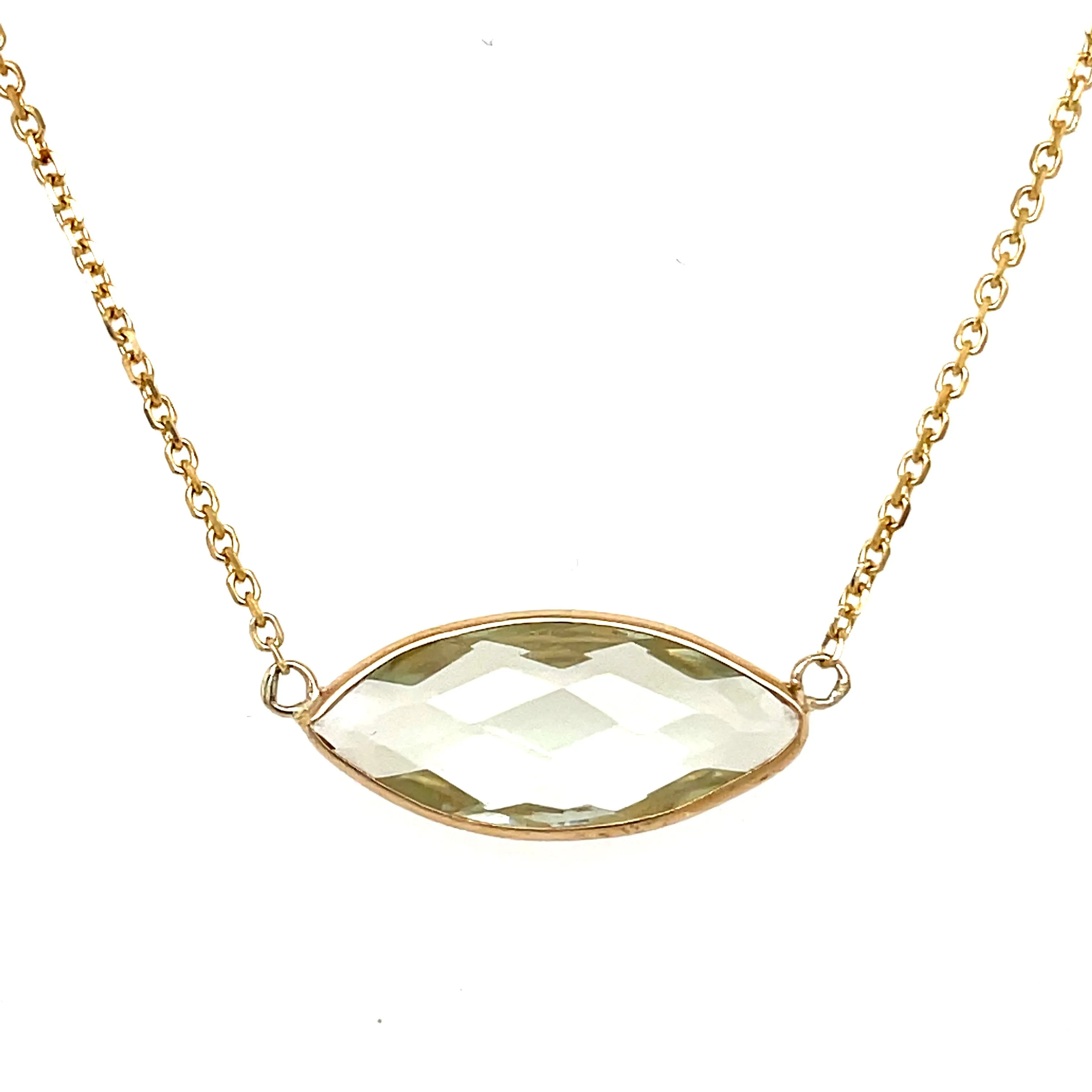 14K Gold Oval Peridot Necklace