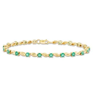 14K Yellow Gold Emerald Round Bracelet