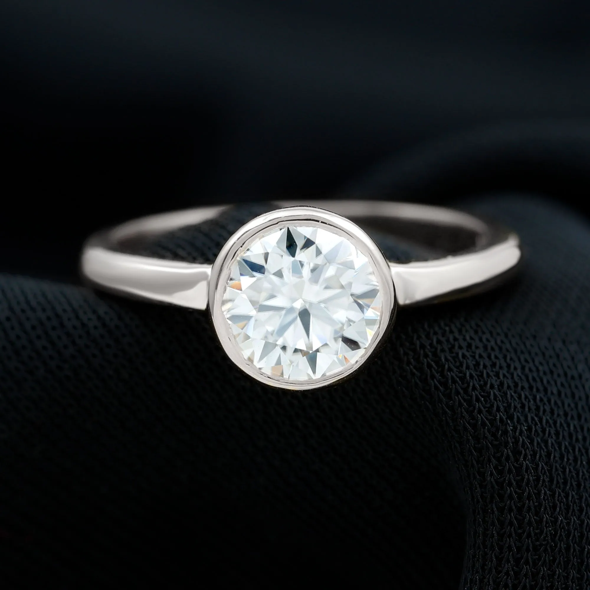 1.50 CT Bezel Set Moissanite Simple Solitaire Ring
