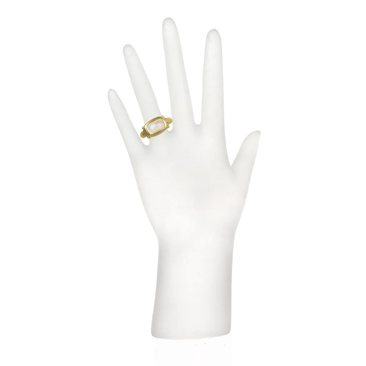 18 Karat Gold Hinged Rectangle Ceylon Moonstone Ring