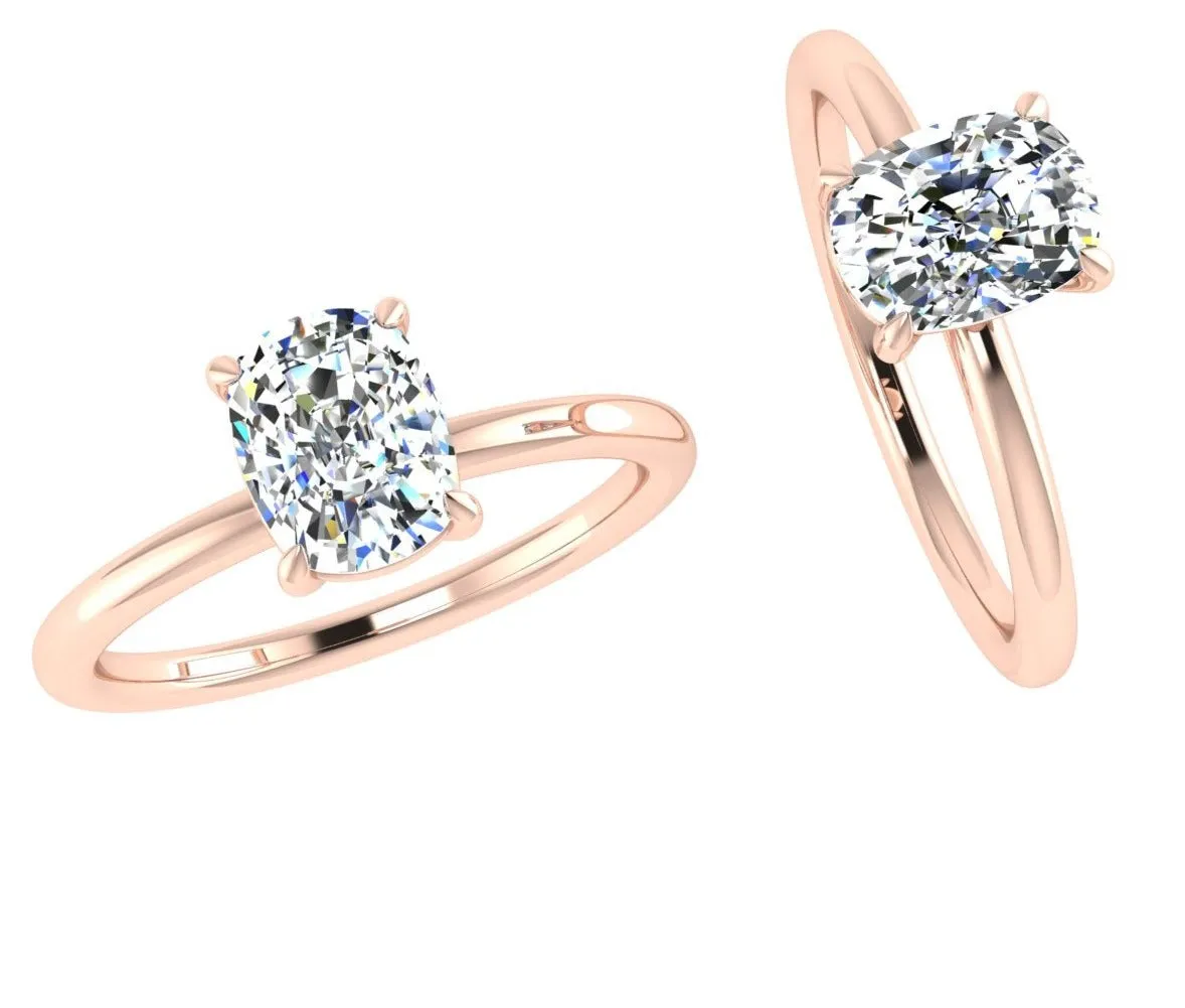 18K Rose Gold Cushion Solitaire Custom Engagement Ring