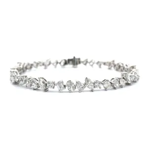 18K White Gold Multi Cut Diamond Bracelet