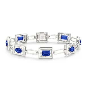 18K White Gold Natural Blue Sapphire Bracelet