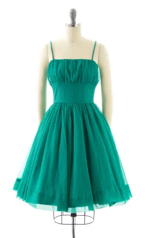 1950s Style Plissé Chiffon Party Dress | x-small/small