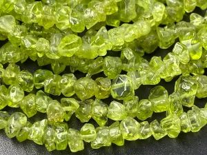 32" natural Peridot 4x8mm chips beads, Green stone chips beads