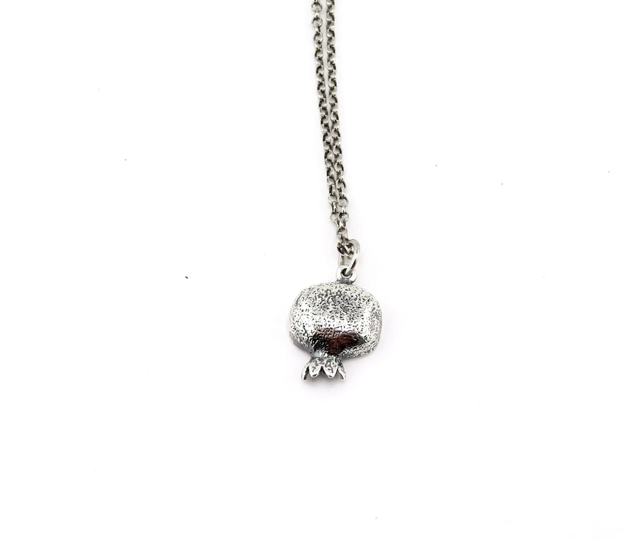 3D Pomegranate Necklace - Silver