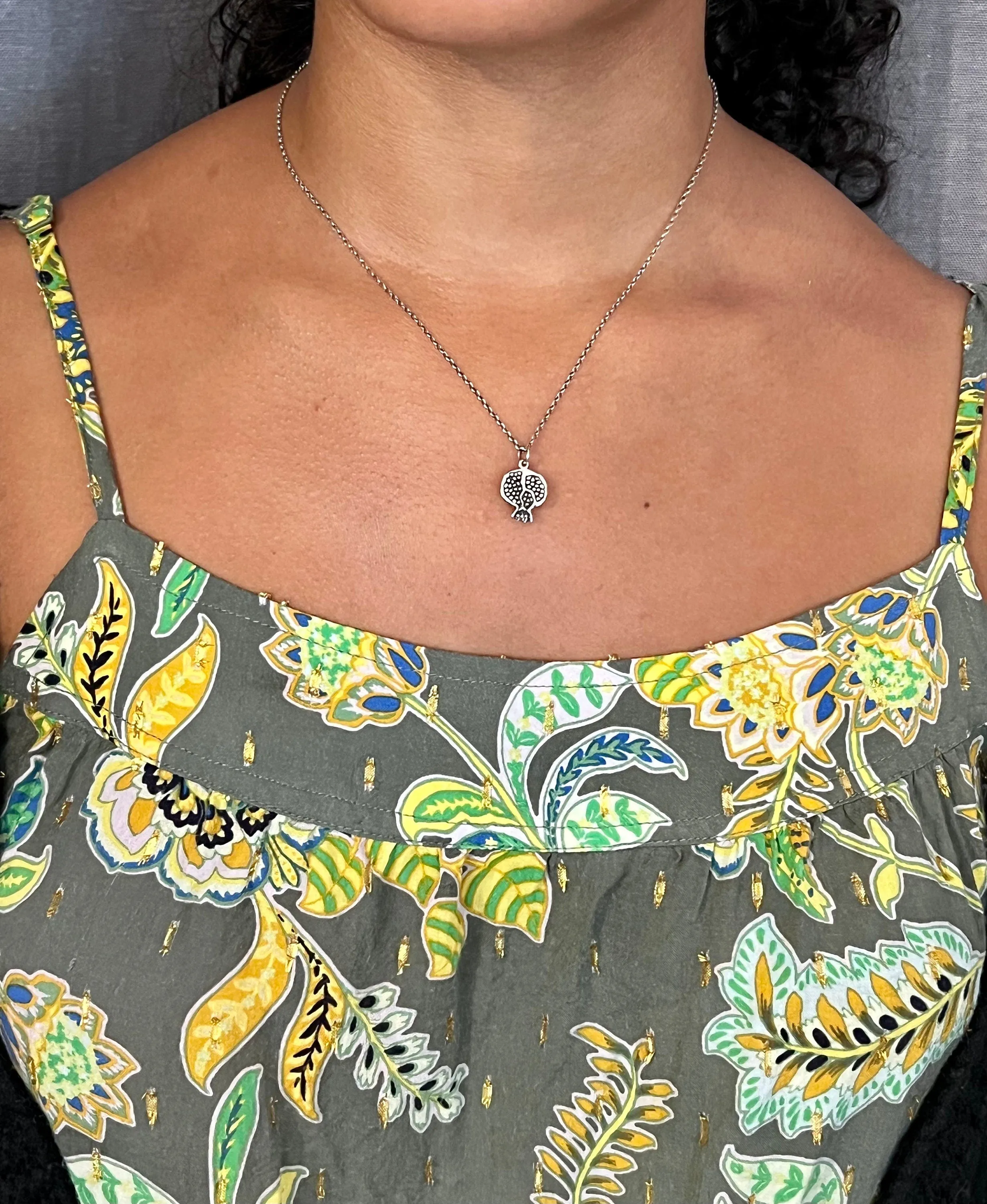 3D Pomegranate Necklace - Silver