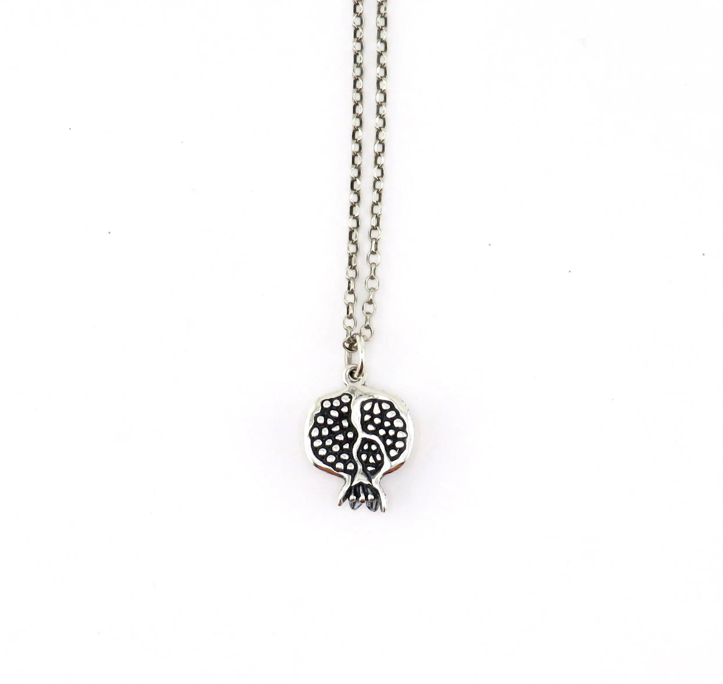 3D Pomegranate Necklace - Silver
