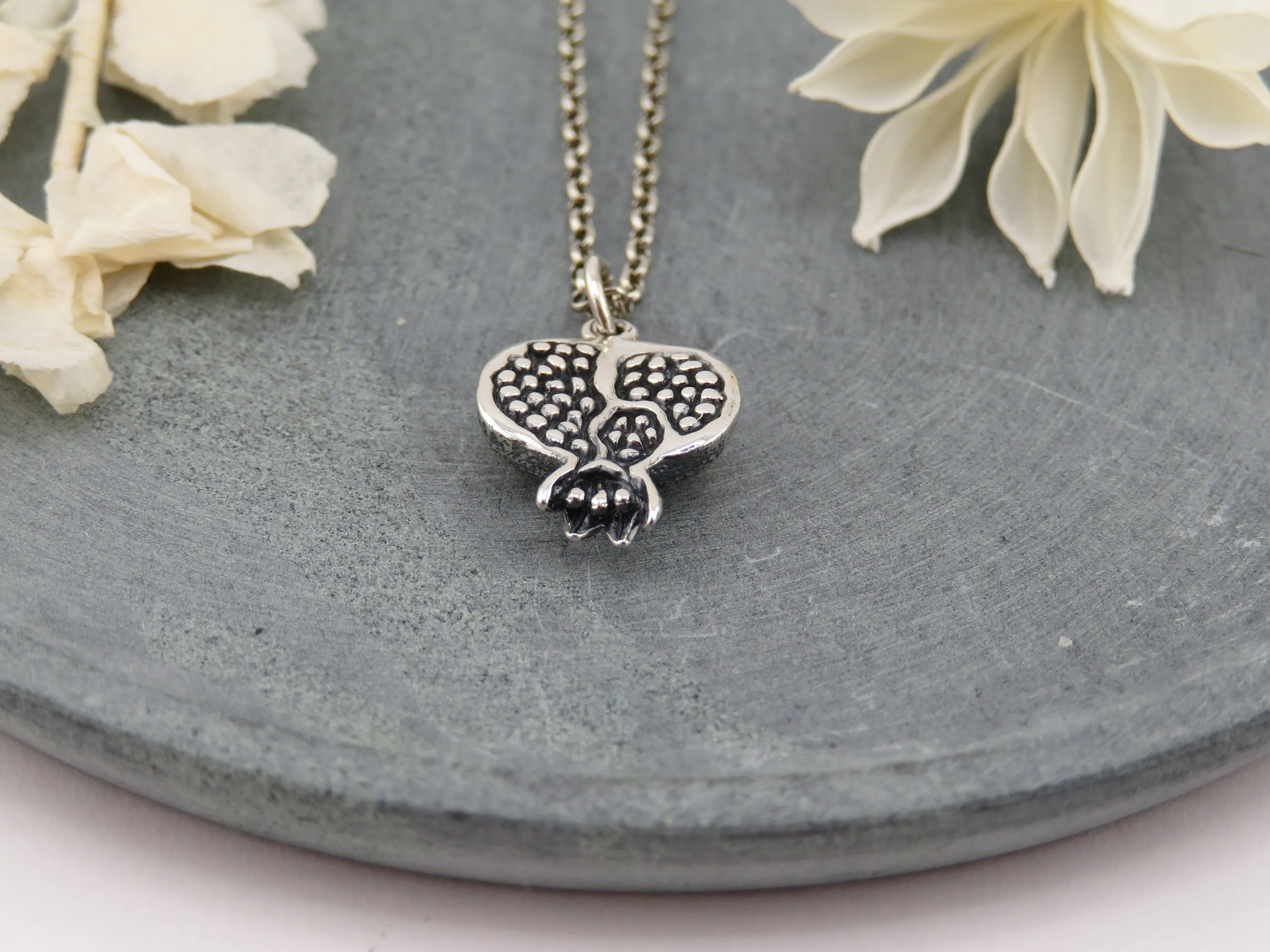 3D Pomegranate Necklace - Silver