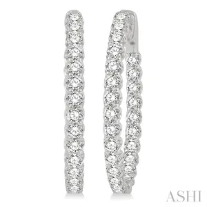 4 ctw Inside-Out Round Cut Diamond Oval Shape Hoop Earrings in 14K White Gold