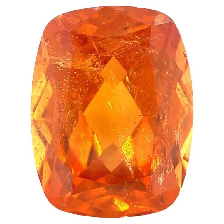 5.24 Carat Cushion Spessartite Mandarin Garnet Loose Unset Ring Pendant Gemstone