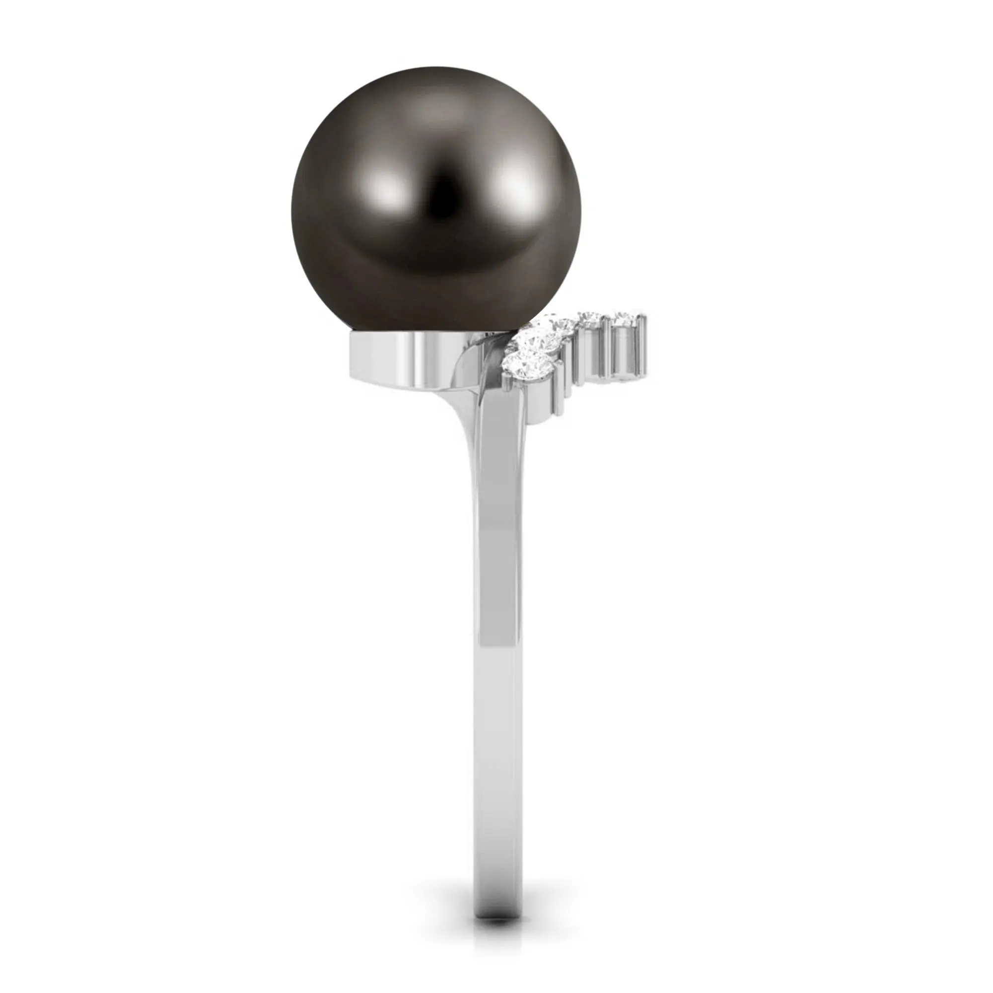 7.75 CT Designer Tahitian Pearl Solitaire Ring with Diamond