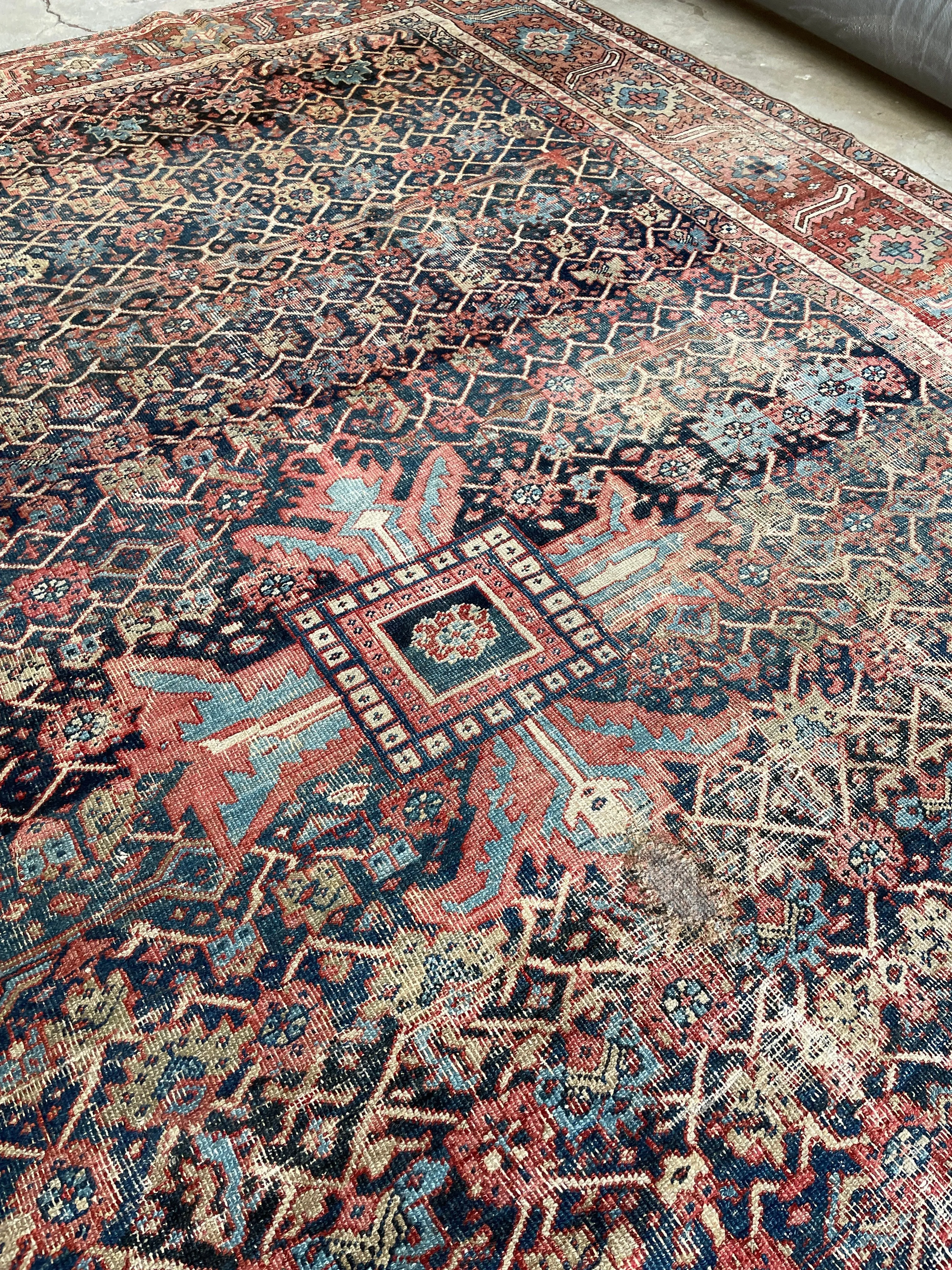 Antique Persian Heriz Rug / 9'5 x 12'7 Rug #2812