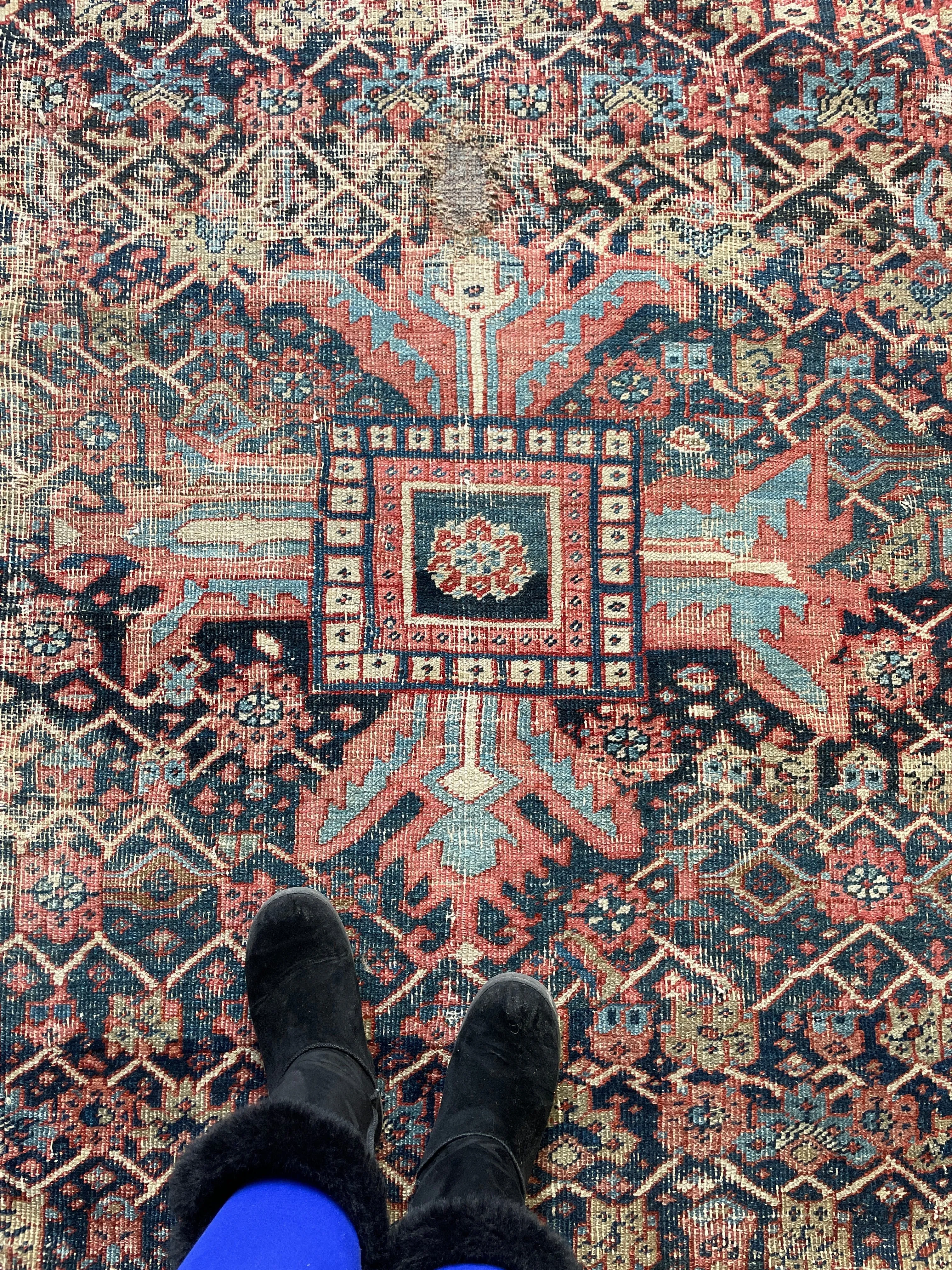 Antique Persian Heriz Rug / 9'5 x 12'7 Rug #2812