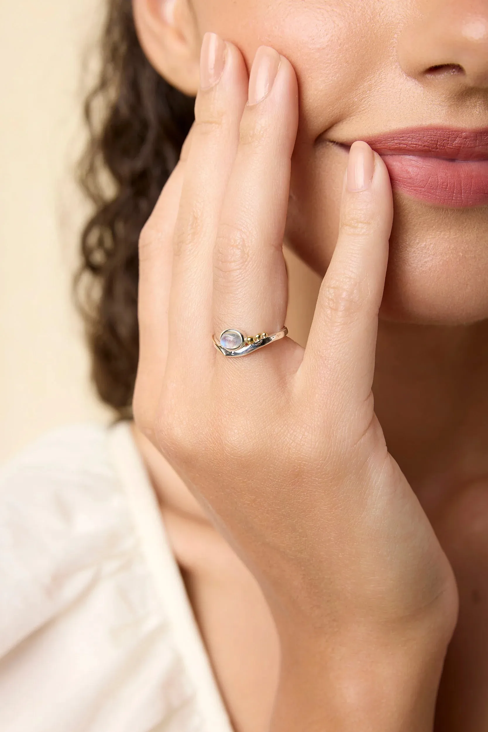 Banyan Oval Oval Moonstone Ring with Gold Fill Wire