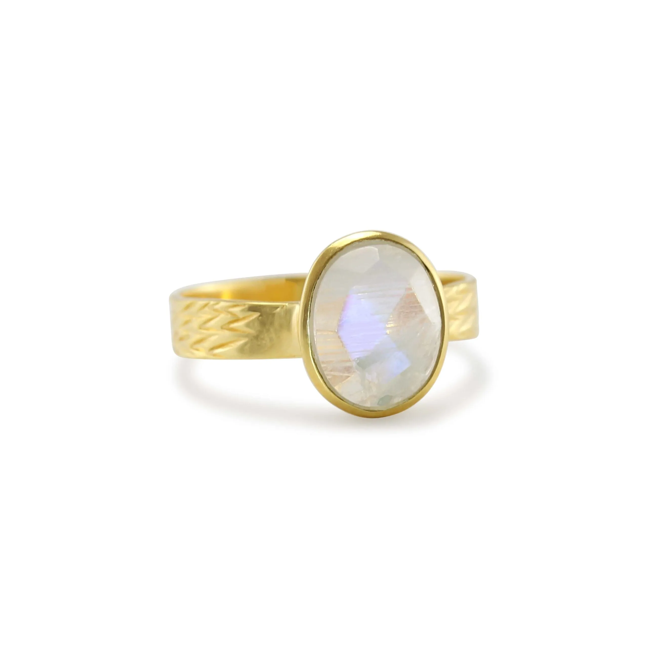 Banyan Rainbow Moonstone Gold Ring