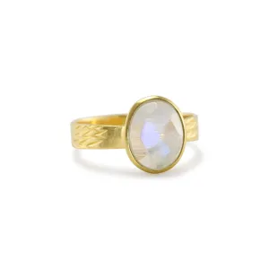 Banyan Rainbow Moonstone Gold Ring