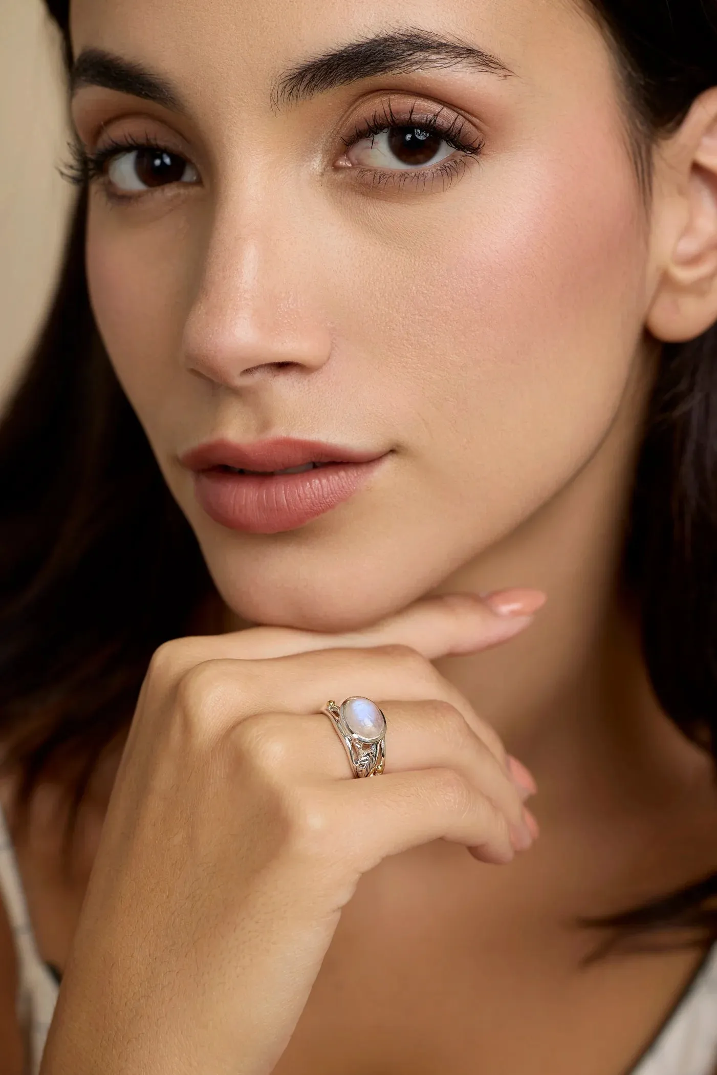 Banyan Silver Rainbow Moonstone Ring