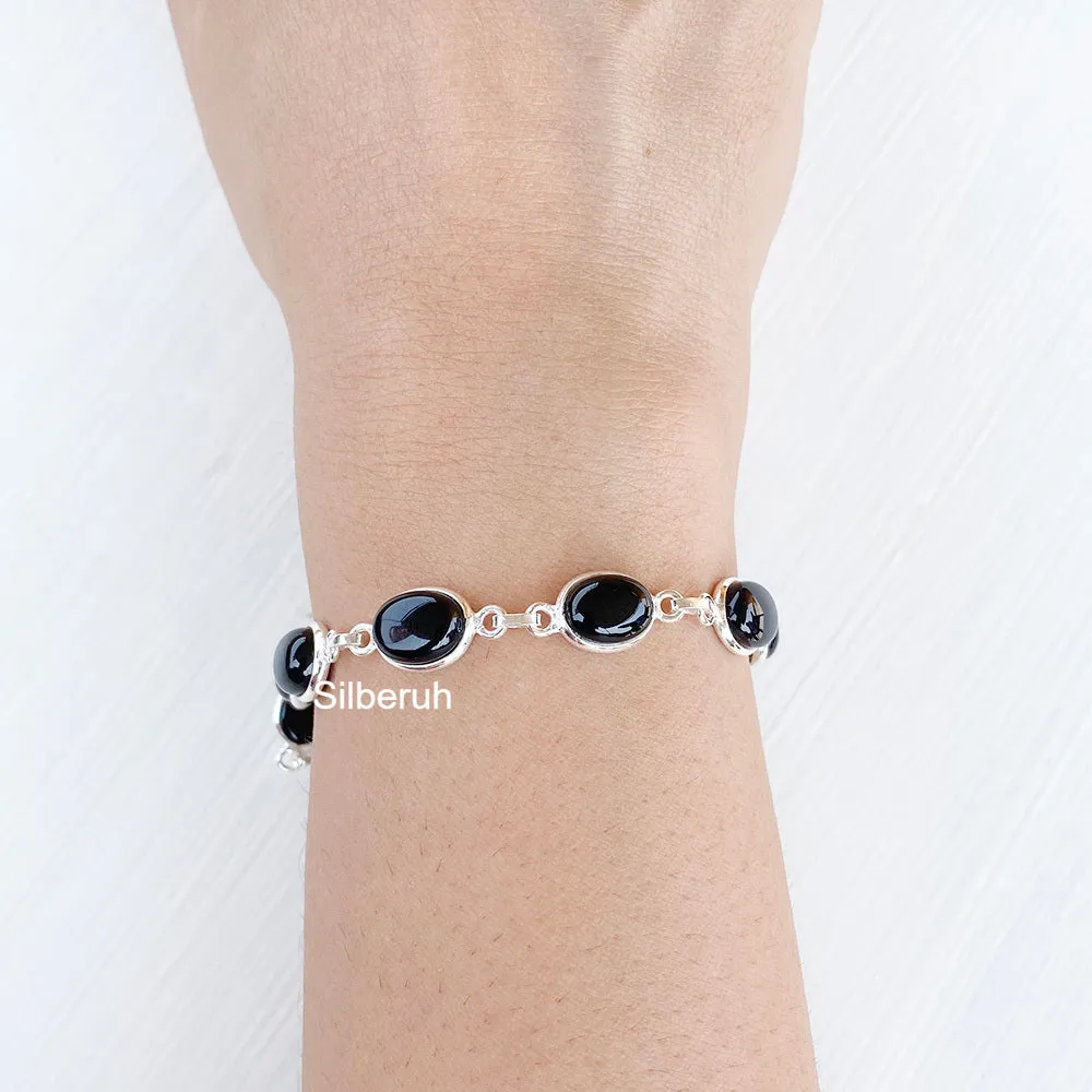 Black Onyx Silver Bracelet