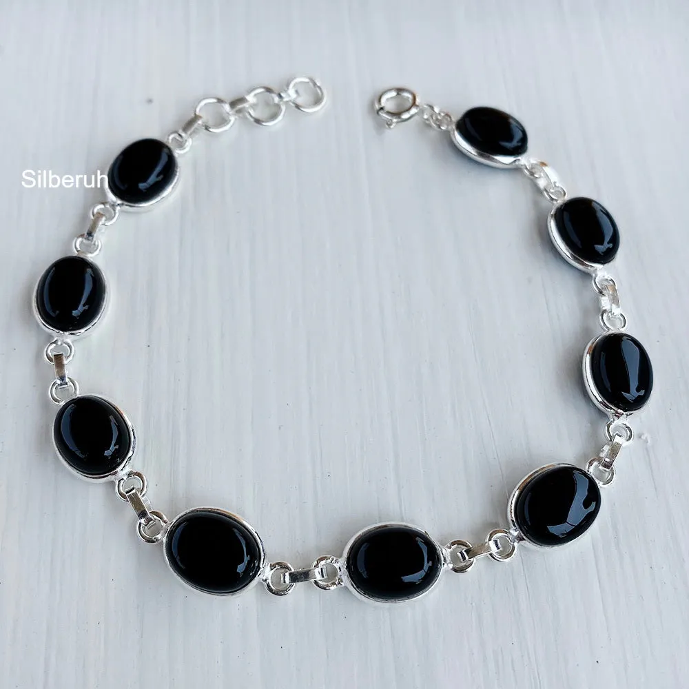 Black Onyx Silver Bracelet