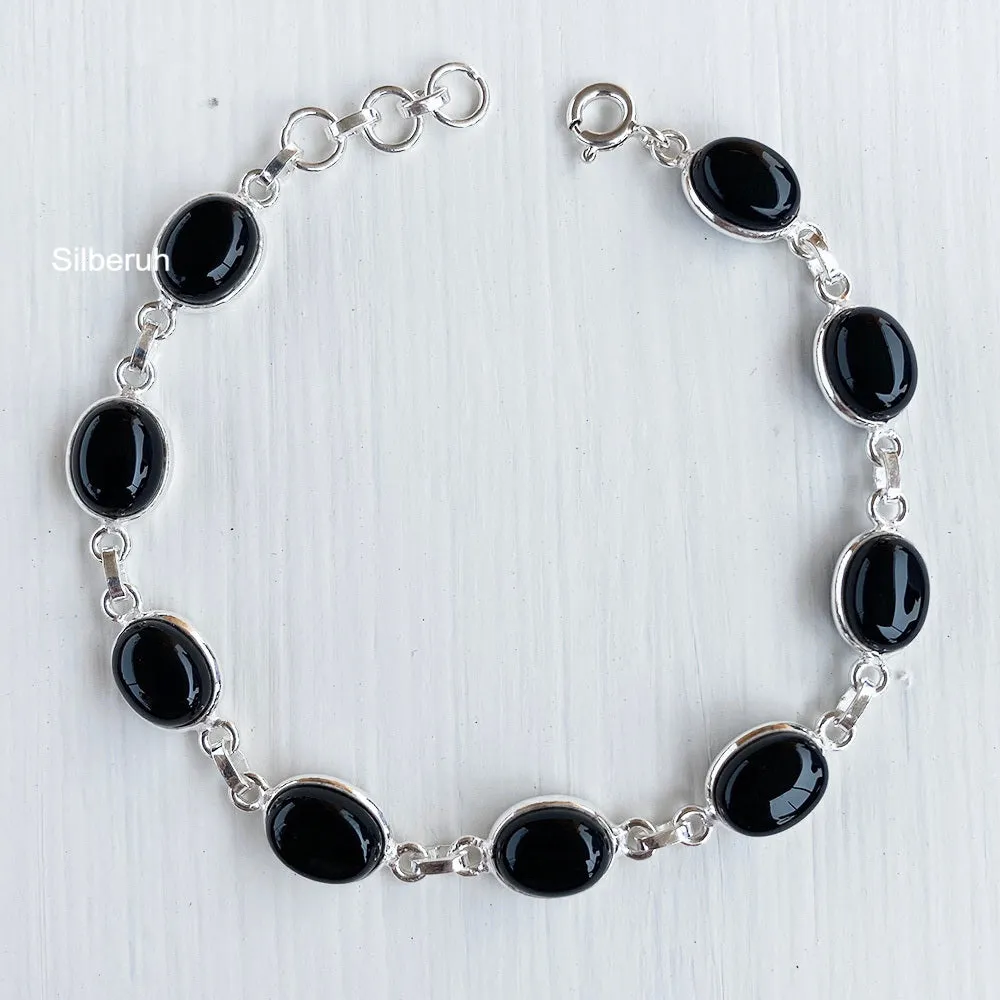 Black Onyx Silver Bracelet