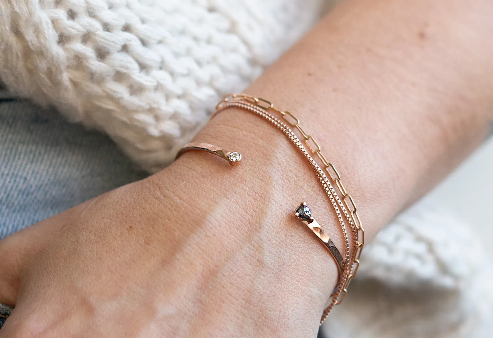Black   White Diamond Cuff Bracelet