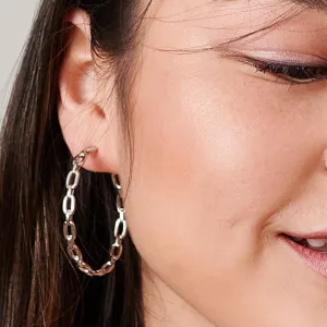 Chain Hoop Earrings Silver or Gold