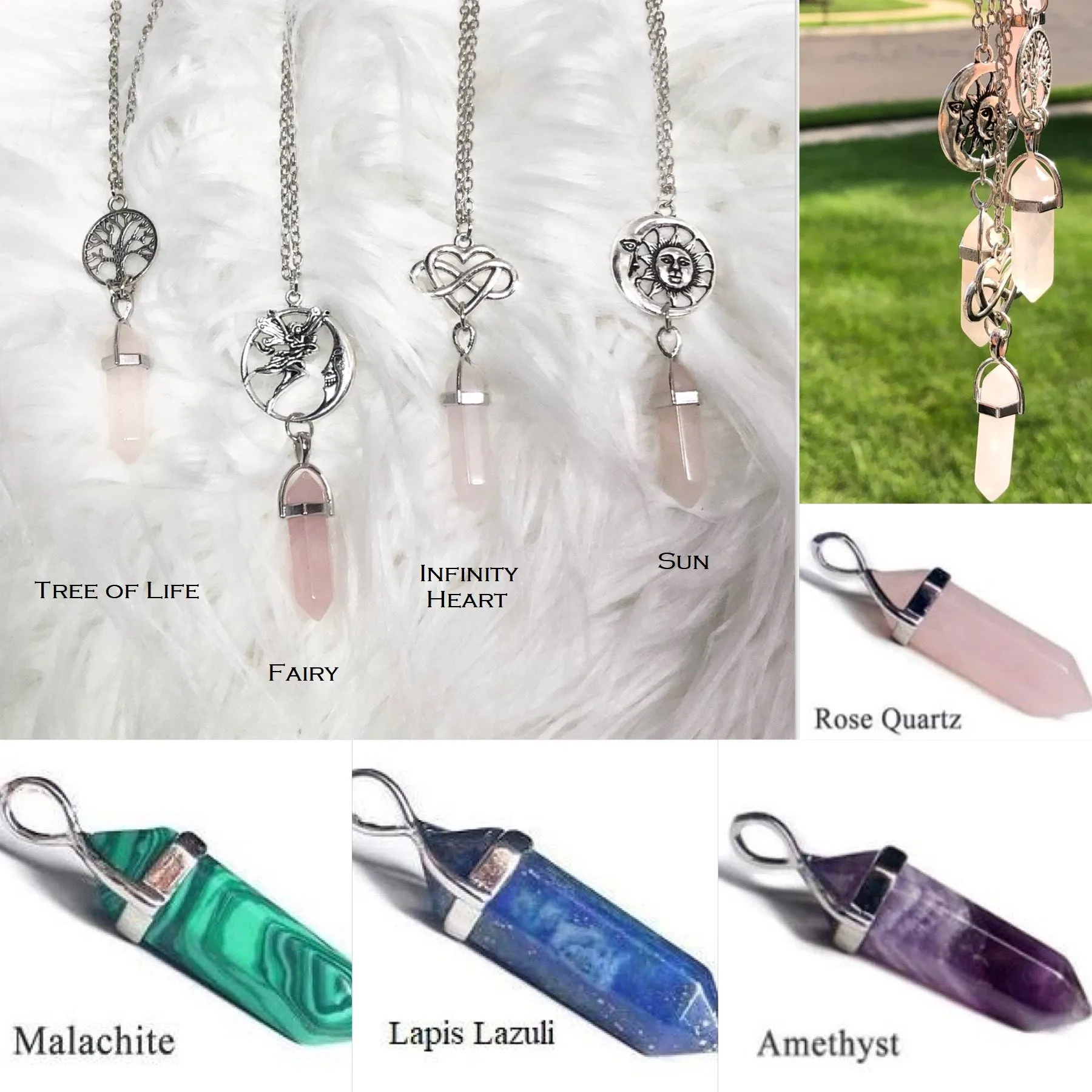 Crystal Gemstone Pendant Necklace