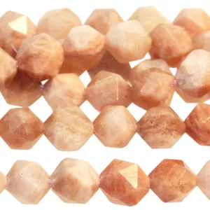 Dakota Stones Peach Moonstone 8mm Star Cut Round Bead Strand