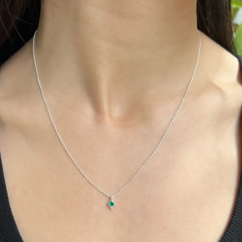 Delphi Necklace, Emerald, Silver