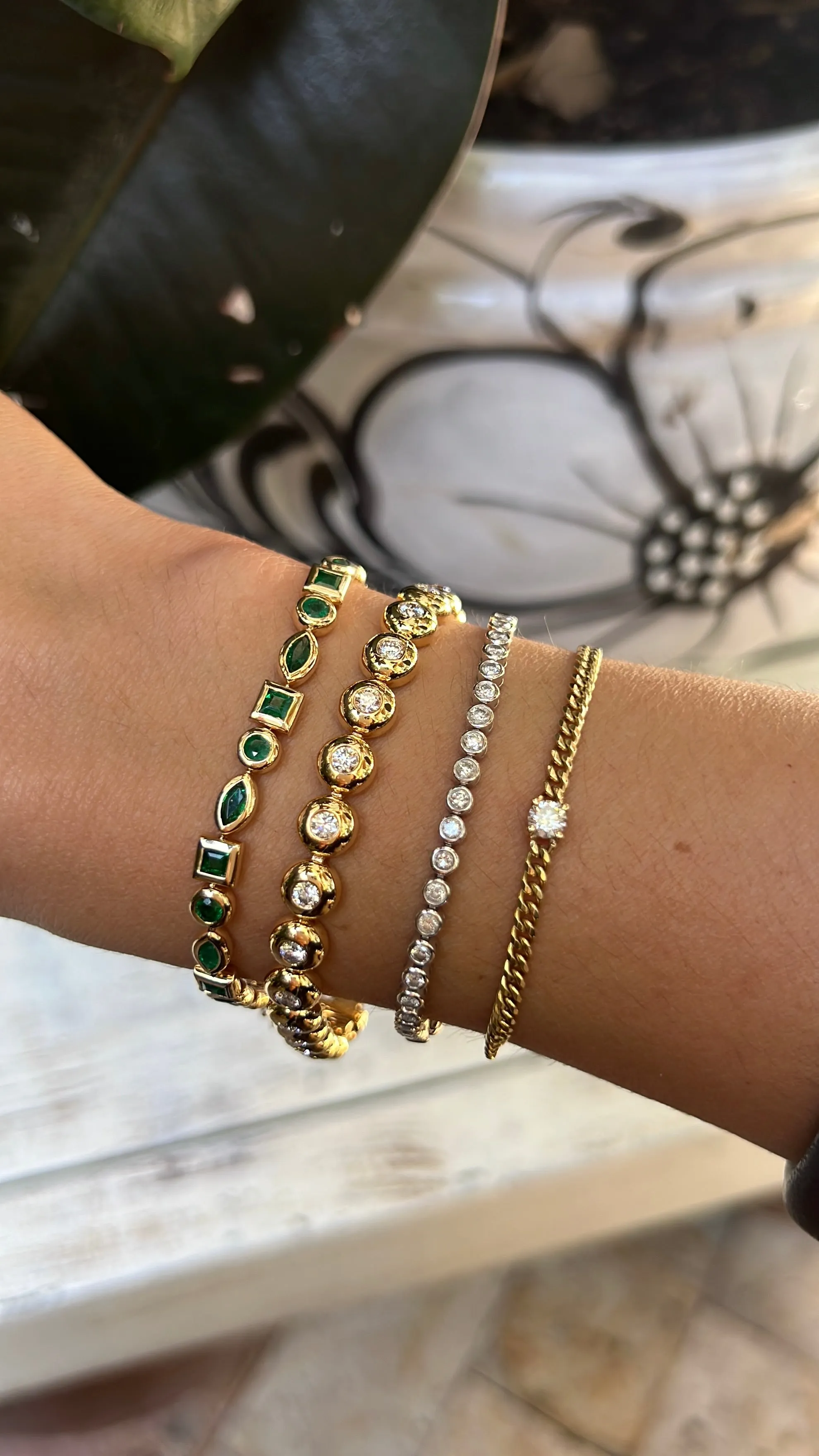 Fancy Shape Bezel Gemstone Tennis Bracelet