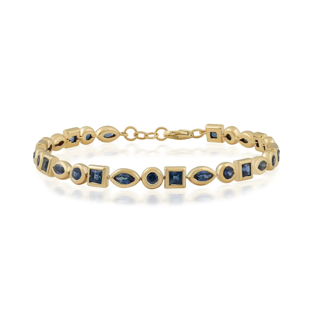 Fancy Shape Bezel Gemstone Tennis Bracelet