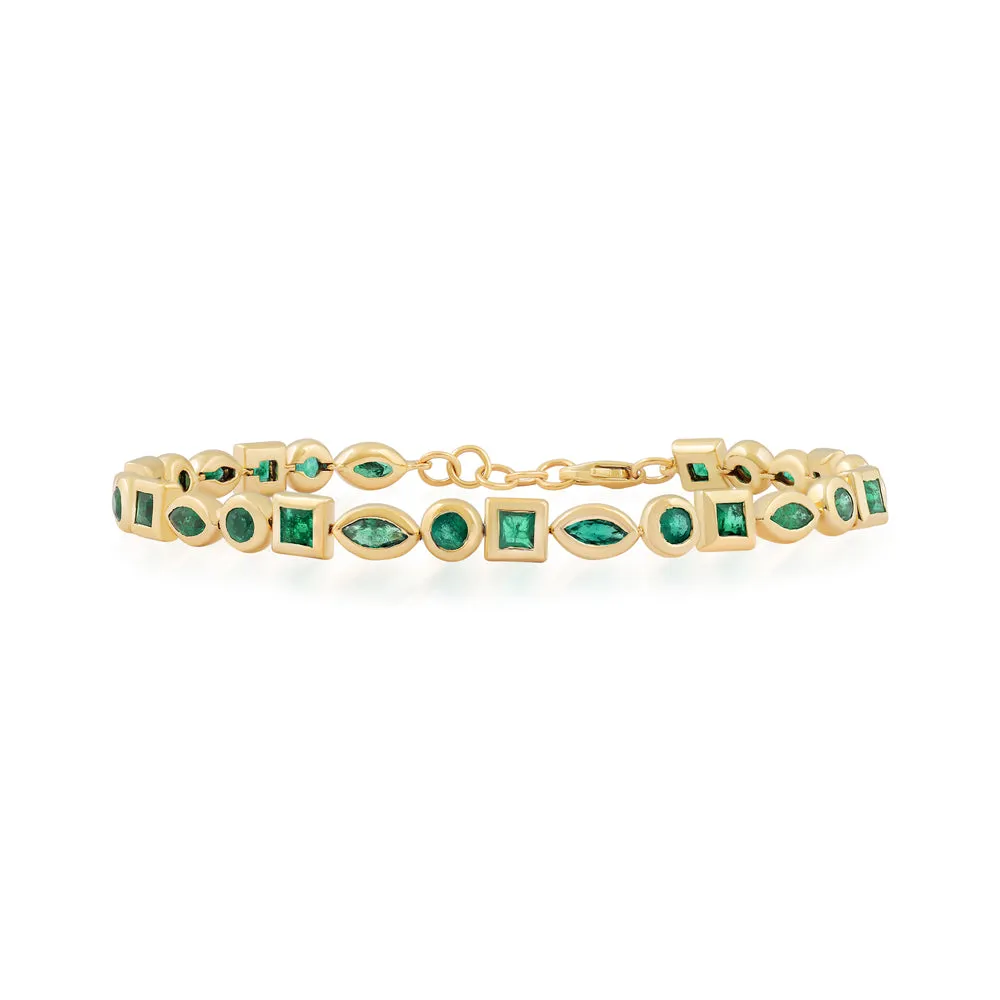 Fancy Shape Bezel Gemstone Tennis Bracelet